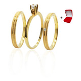 Par Alianças De Prata 950, 2mm, + Anel, Com Banho De Ouro