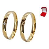 Par Alianças De Prata 950 3,0mm Anatômicas Com Banho De Ouro