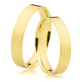 Par Alianças Reta Quadrada 4mm 5g Em Ouro 18k Barato Casamento Noivado