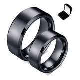 Par Anéis Alianças Tungstênio Ródio Negro Chanfrado 8mm