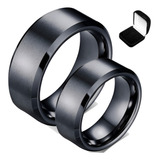 Par Anéis Alianças Tungstênio Ródio Negro Chanfrado 8mm