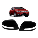 Par Aplique Retrovisor Civic 2012 2013 A 2016 Preta Com Furo