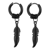 Par Brinco De Pena Argola Preta Masculino Em Aço Inox Bts