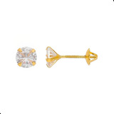 Par Brincos Infantil Zircônia 5mm Ouro 18k Tarraxa De Rosca