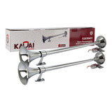 Par Buzina Ar Marítima 74 Cm Metal Cromada Caminhão 12v 24v