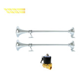 Par Buzina Marítima 74 Cm Metal Cromada + Válvula 1/2 24v