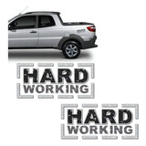 Par De Adesivos Emblema Hard Working Fiat Strada