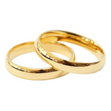 Par De Alianças 20 Banhos De Ouro 4mm + Aparador E Anel
