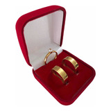 Par De Alianças 6mm + Anel Solitário Banhado A Ouro 18k