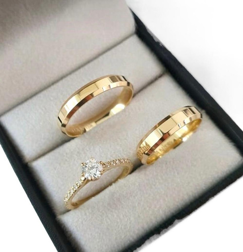 Par De Alianas Banhada A Ouro 24k Casamento Nf E Garantia