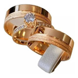 Par De Alianças Casamento (revestida) Ouro 18k 7m C Pedras