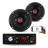 Par De Alto Falantes 6 Polegadas + Rádio Bluetooth Mp3 Usb