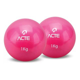Par De Bolas Tonificadoras Com Peso De 1kg Rosa T55 Acte