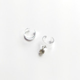 Par De Brincos Ear Cuff Folhado Pingente Strass