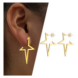 Par De Brincos Estrela Pontas Luxo Pop Joia Folheado Tarraxa