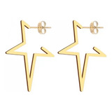 Par De Brincos Estrela Semijoia Banhada Ouro 18k Dourado Top