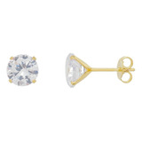 Par De Brincos Solitário Pedra Zirconia 4 Mm Banhado Ouro 18k De Qualidade Masculino Ou Feminino Folheados C Garantia 