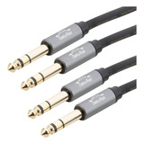 Par De Cabos 1m P10 Stereo 6.35mm - P10 Stereo 6.35mm Trs