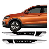 Par De Emblema Lateral T-cross Adesivo Resinado Cromado Vw