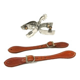 Par De Espora Quarto De Milha Inox + Correia De Couro Mulher