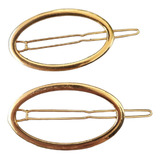 Par De Fivela Presilha Oval Lisa Metal Prendedor De Cabelo
