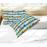 Par De Fronhas Estampa Carrinhos Na Pista