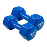Par De Halter Sextavado Em Vinil Ahead Sports 5kg Azul