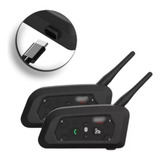 Par De Intercomunicador Capacete Moto Bluetooth 5.1 V6 Pro +