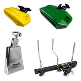 Par De Jam Block + Cowbell 6 Polegadas + Suporte Torelli