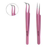 Par De Pinça Rosa Para Alongamento De Cilios Fio A Fio Vetus
