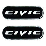 Par Emblema Resinado Civic Coluna Porta Blackout Linha Honda