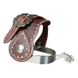 Par Espora Inox Leve E Correias Americana Luxo Roseta Trevo