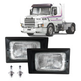 Par Farol Caminhão Scania 112 113 Lente Vidro C/moldura 1989