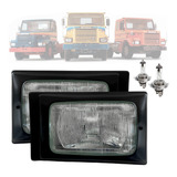 Par Farol Lente Vidro Estriado + Mold + H4 Brinde Scania 113