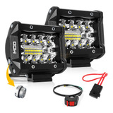Par Farol Milha Auxiliar Moto Led 120w Super Forte Com Botão