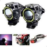 Par Farol Milha Led Moto Universal Alumínio U7 Angel Eyes