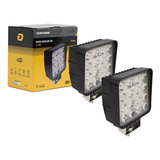 Par Farol Milha Off-road Quadrado 16 Leds 48w 9v/60v Caminha