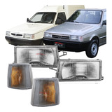Par Farol Vidro + Piscas Cristal Uno Fiorino 91 92 93 A 2003