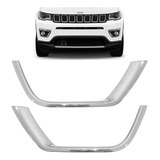 Par Friso Aplique Moldura Farol Milha Jeep Compass Cromado