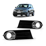 Par Grade Moldura Farol Milha Vw Gol G5 Com Furo Cromado D E