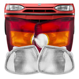 Par Lanterna Traseira Palio 1996 1997 1998 1999 Tricolor + 2 Pisca Cristal Acrilico Completo Fiat