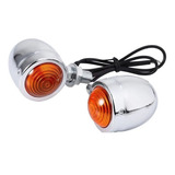 Par Mini Pisca Bullet Metal Cromado Seta Café Custom Moto
