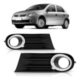 Par Moldura Farol Milha Gol G5 2010 A 2013 Com Furo Cromado