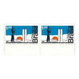 Par Selo 763 Congresso Nacional Brasília Novo 1972