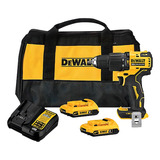 Parafusadeira Furadeira Dewalt Dcd709d2 Amarelo 1/2'' 13 Mm Com Impacto 20v Max Ion De Litio Brushless Carregador 2 Baterias De 20v 2.0ah E Bolsa Para Transporte