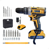 Parafusadeira Furadeira Profissional Bivolt 2 Baterias Cor Preto E Amarelo 110v/220v