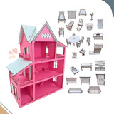 Paraíso Do Mdf Casinha De Boneca Kit 30 Moveis Em Mdf Pintado Cor Rosa