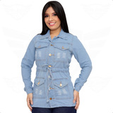 Parka Max Jaqueta Jeans Feminina Destroyed - Blusa Casaco