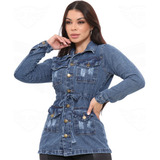 Parka Max Jaqueta Jeans Feminina Destroyed - Casaco Blusa