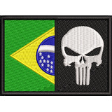 Patch Bordado Bandeira Brasil + Justiceiro